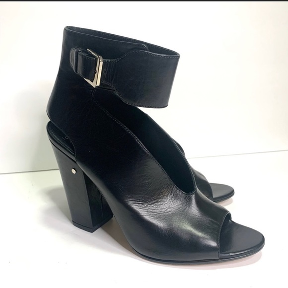 Laurence Decade Paris Black Leather Open Toe Heel - Picture 1 of 7